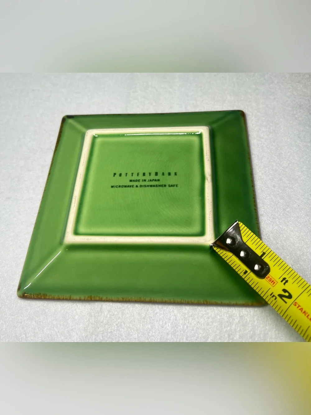 Pottery Barn Set of  2 Asian Square Jade Green Plate & Sauce Dipping Dish, Japan